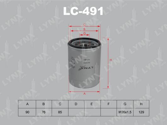 LYNXauto LC-491 - Маслен филтър vvparts.bg