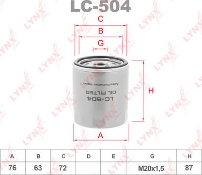 LYNXauto LC-504 - Маслен филтър vvparts.bg