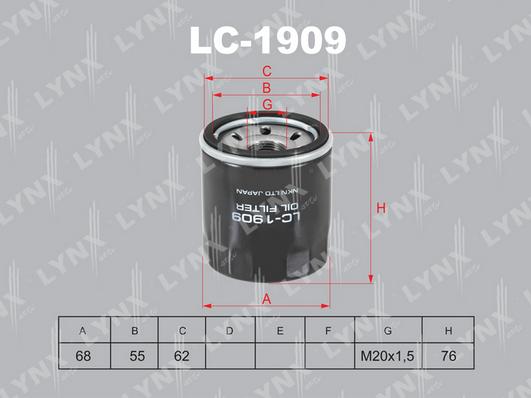 LYNXauto LC-1909 - Маслен филтър vvparts.bg