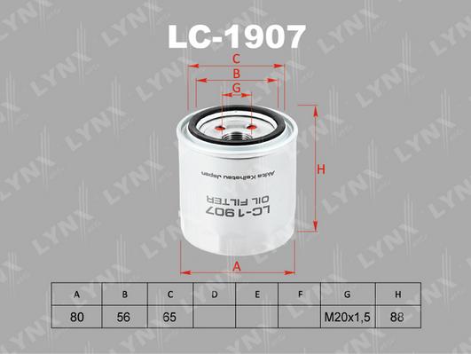 LYNXauto LC-1907 - Маслен филтър vvparts.bg