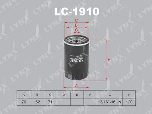 LYNXauto LC-1910 - Маслен филтър vvparts.bg