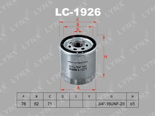 LYNXauto LC-1926 - Маслен филтър vvparts.bg