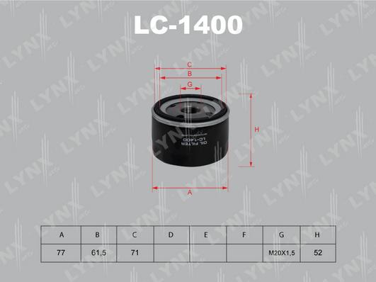 LYNXauto LC-1400 - Маслен филтър vvparts.bg
