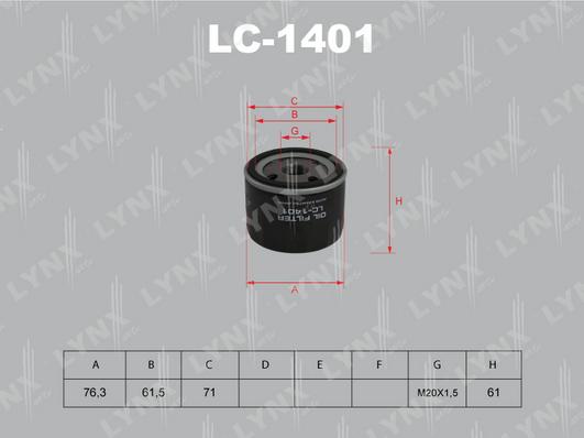 LYNXauto LC-1401 - Маслен филтър vvparts.bg