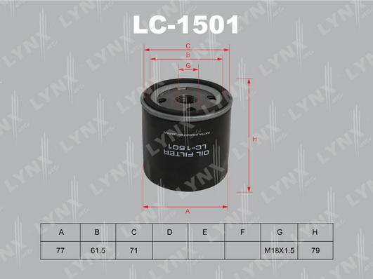 LYNXauto LC-1501 - Маслен филтър vvparts.bg