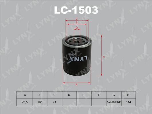 LYNXauto LC-1503 - Маслен филтър vvparts.bg