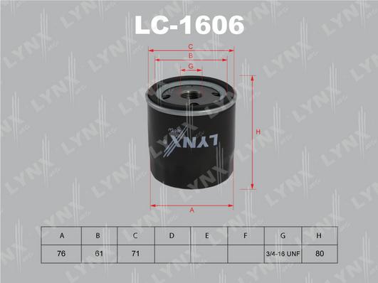 LYNXauto LC-1606 - Маслен филтър vvparts.bg