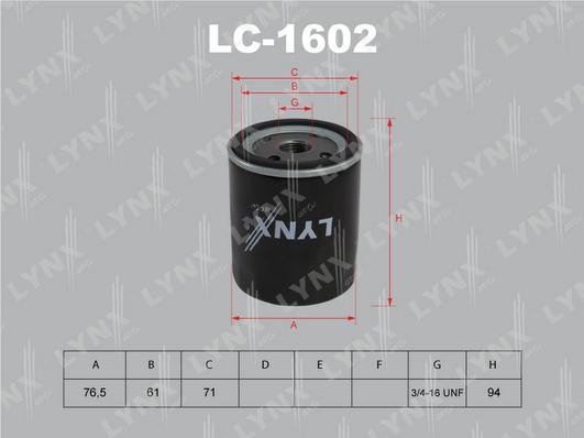 LYNXauto LC-1602 - Маслен филтър vvparts.bg