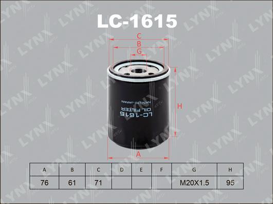 LYNXauto LC-1615 - Маслен филтър vvparts.bg