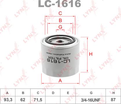 LYNXauto LC-1616 - Маслен филтър vvparts.bg