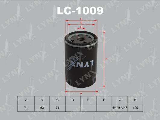 LYNXauto LC-1009 - Маслен филтър vvparts.bg