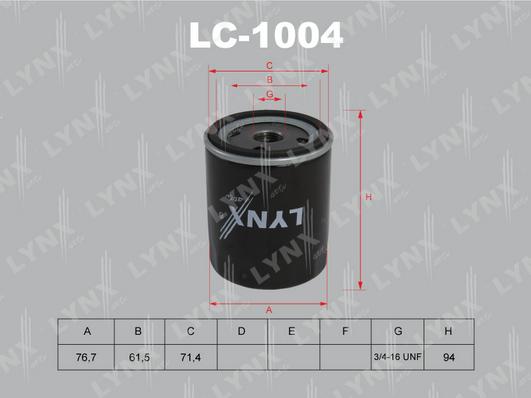 LYNXauto LC-1004 - Маслен филтър vvparts.bg