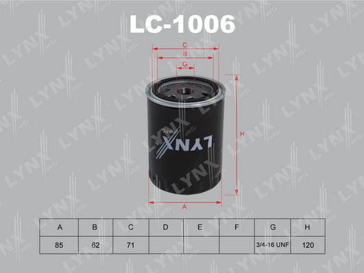 LYNXauto LC-1006 - Маслен филтър vvparts.bg