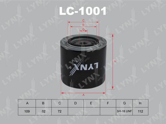 LYNXauto LC-1001 - Маслен филтър vvparts.bg