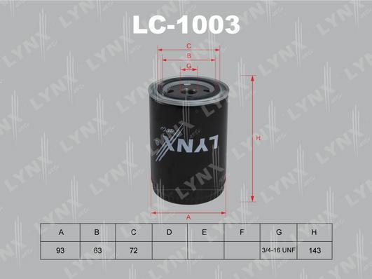 LYNXauto LC-1003 - Маслен филтър vvparts.bg