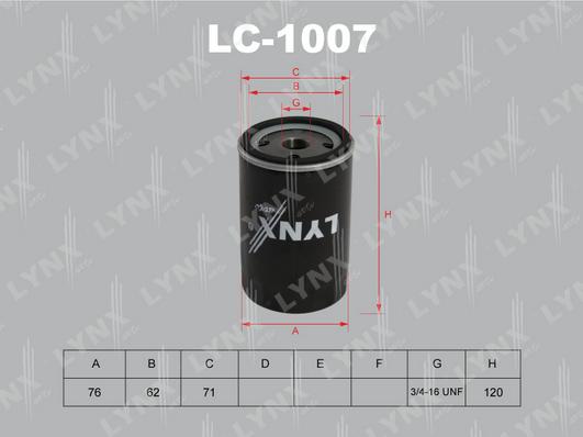 LYNXauto LC-1007 - Маслен филтър vvparts.bg