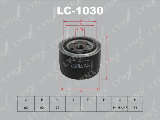 LYNXauto LC-1030 - Маслен филтър vvparts.bg