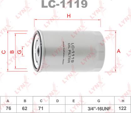 LYNXauto LC-1119 - Маслен филтър vvparts.bg