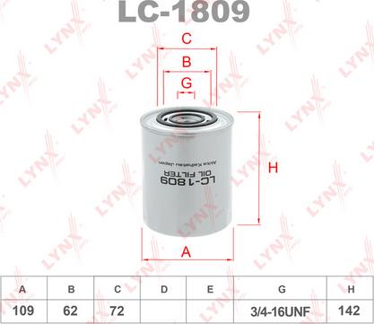 LYNXauto LC-1809 - Маслен филтър vvparts.bg