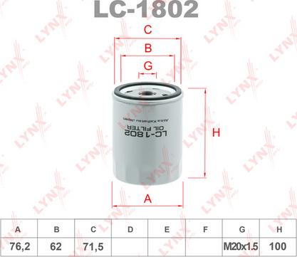LYNXauto LC-1802 - Маслен филтър vvparts.bg