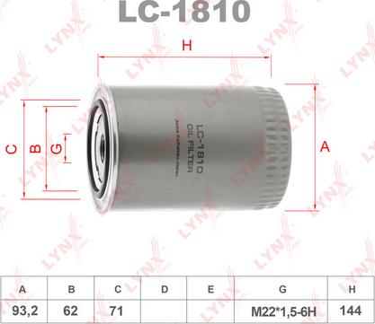 LYNXauto LC-1810 - Маслен филтър vvparts.bg