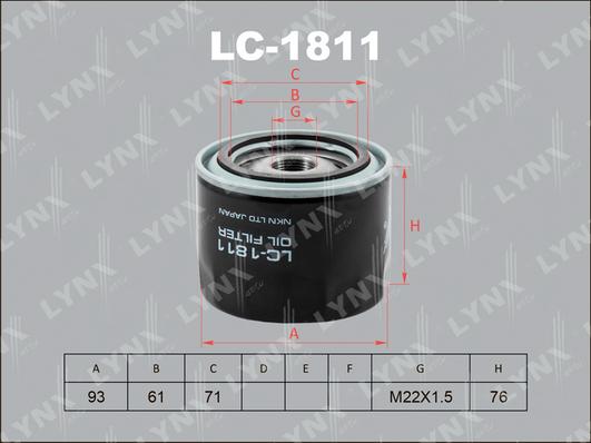 LYNXauto LC-1811 - Маслен филтър vvparts.bg