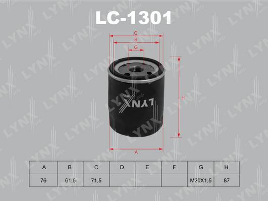 LYNXauto LC-1301 - Маслен филтър vvparts.bg