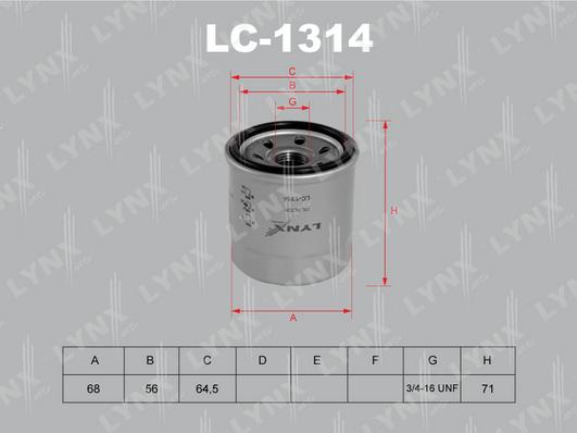 LYNXauto LC-1314 - Маслен филтър vvparts.bg