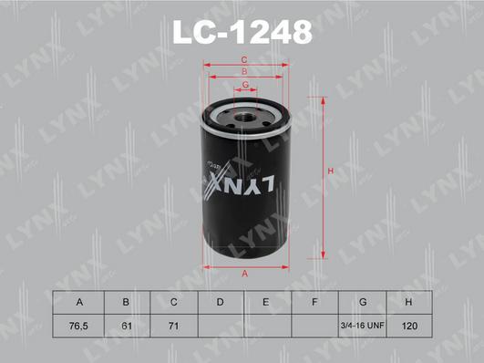 LYNXauto LC-1248 - Маслен филтър vvparts.bg