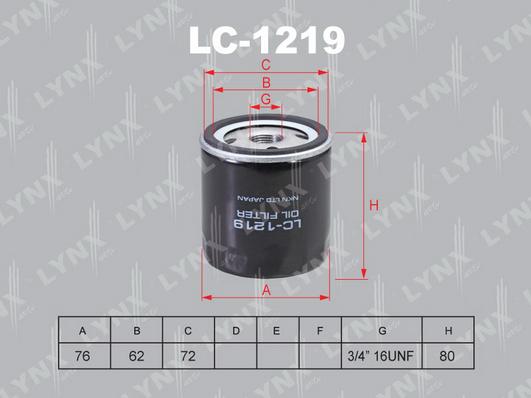 LYNXauto LC-1219 - Маслен филтър vvparts.bg