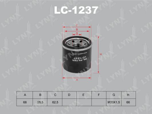 LYNXauto LC-1237 - Маслен филтър vvparts.bg