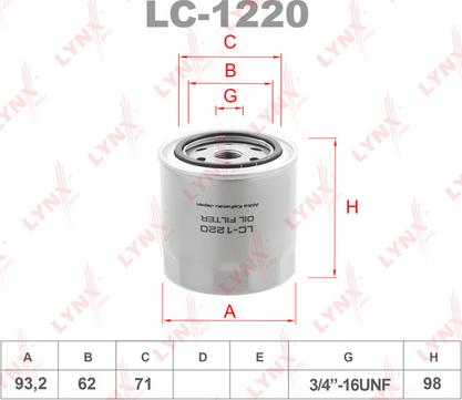 LYNXauto LC-1220 - Маслен филтър vvparts.bg