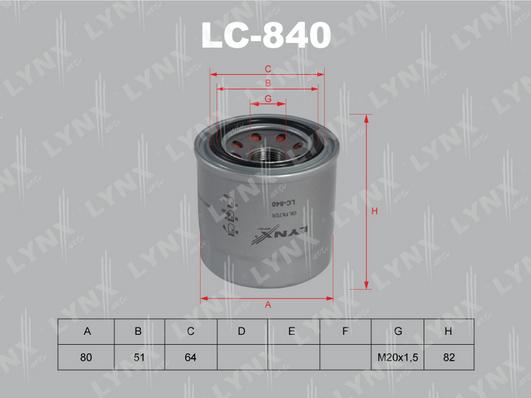 LYNXauto LC-840 - Маслен филтър vvparts.bg