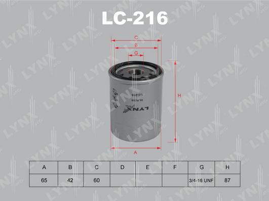 LYNXauto LC-216 - Маслен филтър vvparts.bg