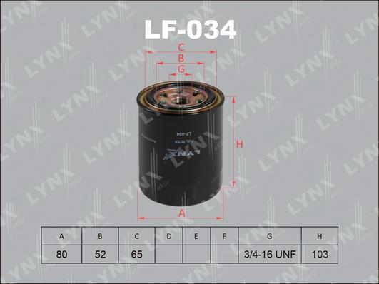 LYNXauto LF-034 - Горивен филтър vvparts.bg