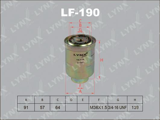 LYNXauto LF-190 - Горивен филтър vvparts.bg