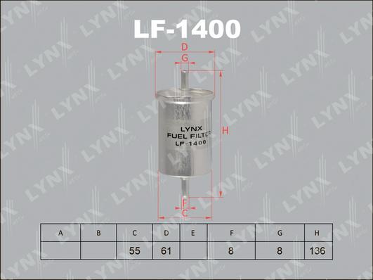 LYNXauto LF-1400 - Горивен филтър vvparts.bg