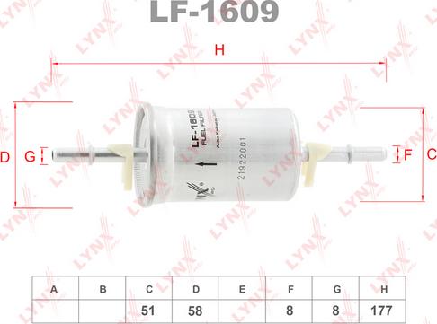 LYNXauto LF-1609 - Горивен филтър vvparts.bg