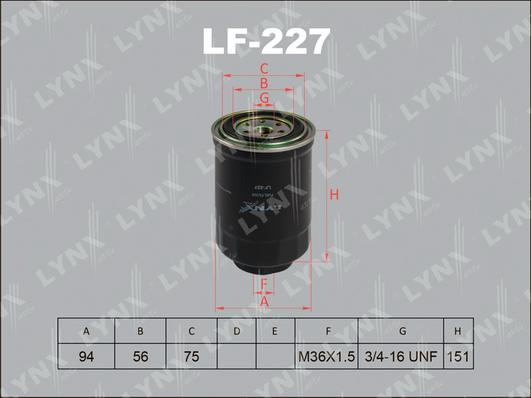 LYNXauto LF-227 - Горивен филтър vvparts.bg