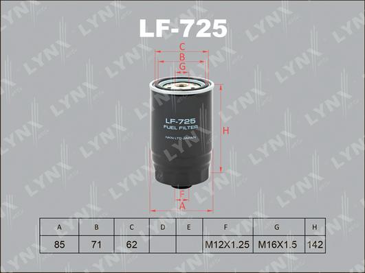 LYNXauto LF-725 - Горивен филтър vvparts.bg