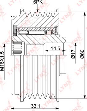 LYNXauto PA-1096 - Ремъчна шайба, генератор vvparts.bg