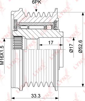 LYNXauto PA-1097 - Ремъчна шайба, генератор vvparts.bg