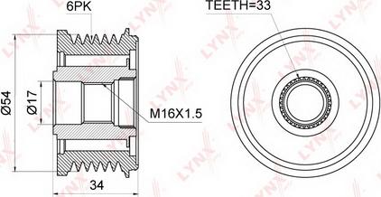 LYNXauto PA-1046 - Ремъчна шайба, генератор vvparts.bg