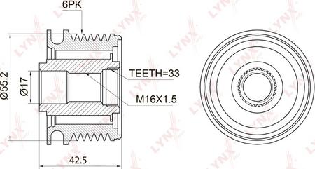 LYNXauto PA-1009 - Ремъчна шайба, генератор vvparts.bg