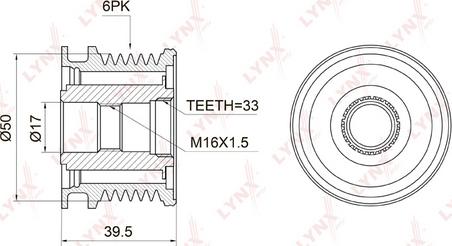 LYNXauto PA-1004 - Ремъчна шайба, генератор vvparts.bg