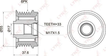 LYNXauto PA-1006 - Ремъчна шайба, генератор vvparts.bg