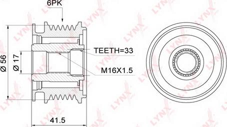 LYNXauto PA-1001 - Ремъчна шайба, генератор vvparts.bg