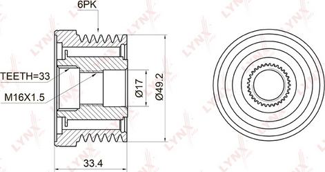 LYNXauto PA-1002 - Ремъчна шайба, генератор vvparts.bg