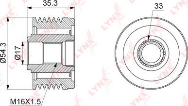 LYNXauto PA-1036 - Ремъчна шайба, генератор vvparts.bg