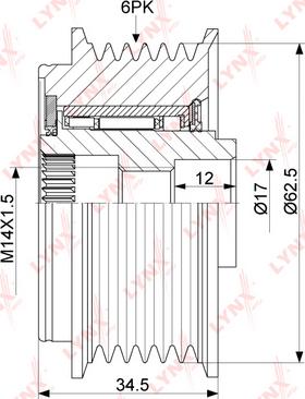 LYNXauto PA-1158 - Ремъчна шайба, генератор vvparts.bg